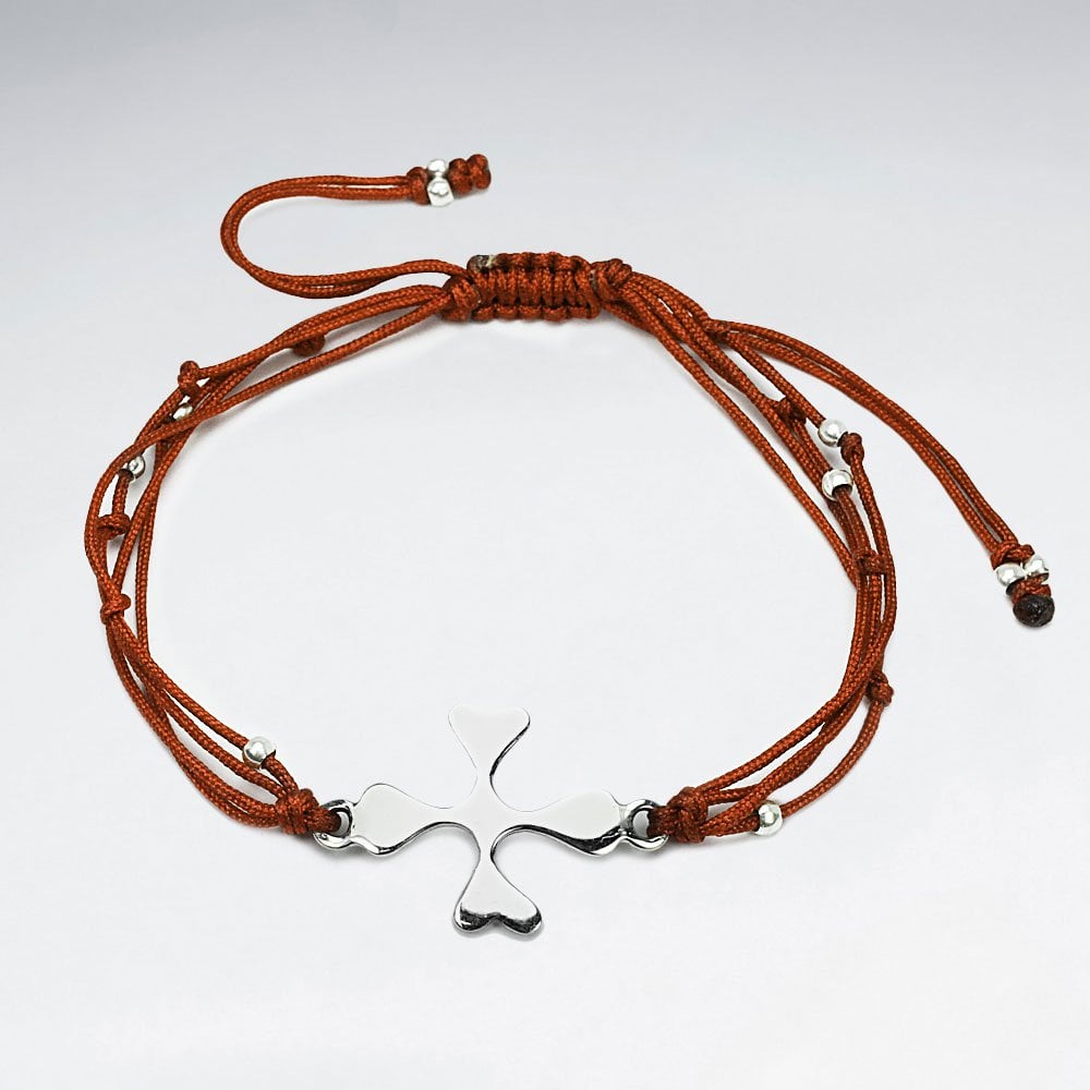 Multi-Strand Nylon and Silver Splat Charm Bracelet