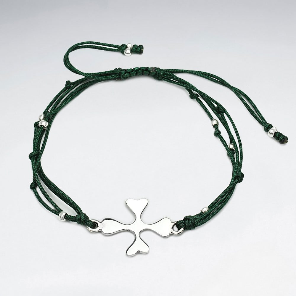 Multi-Strand Nylon and Silver Splat Charm Bracelet
