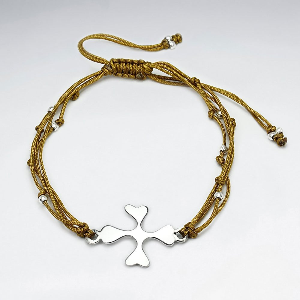 Multi-Strand Nylon and Silver Splat Charm Bracelet