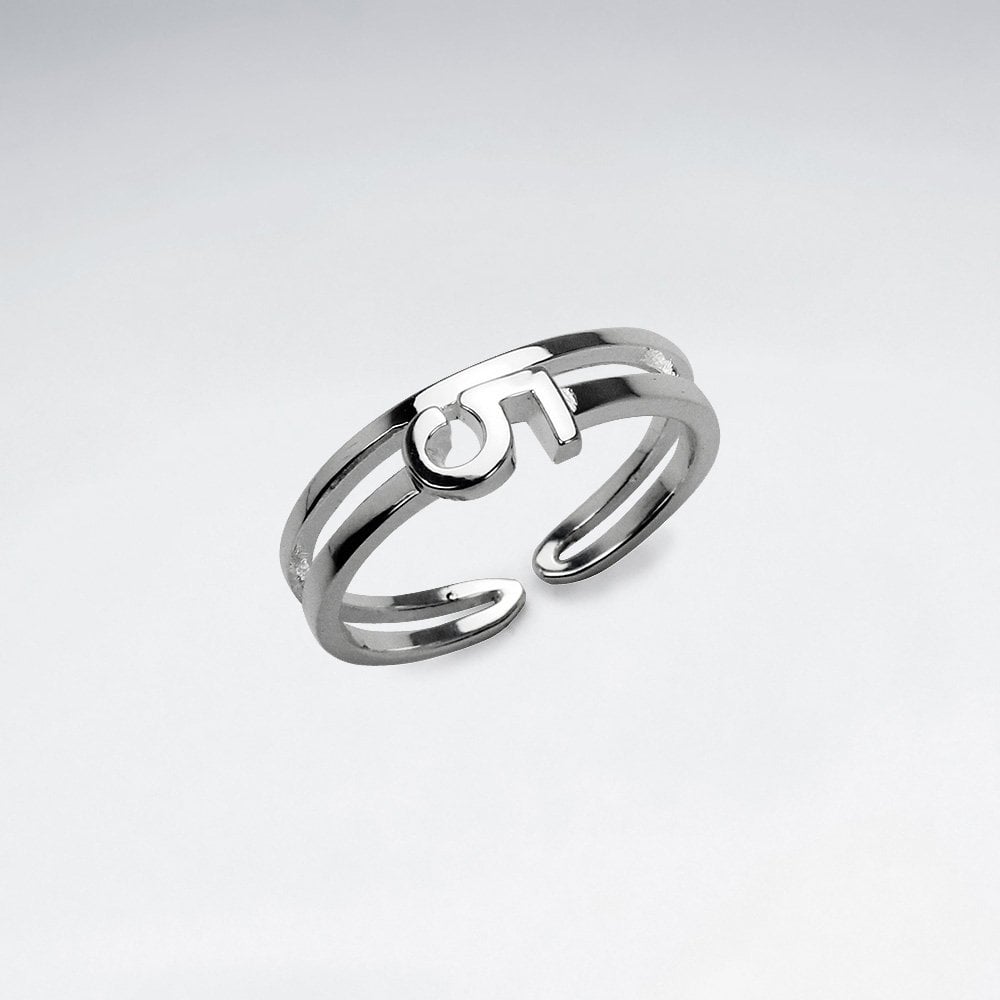 Modern Sterling Silver "5" Ring