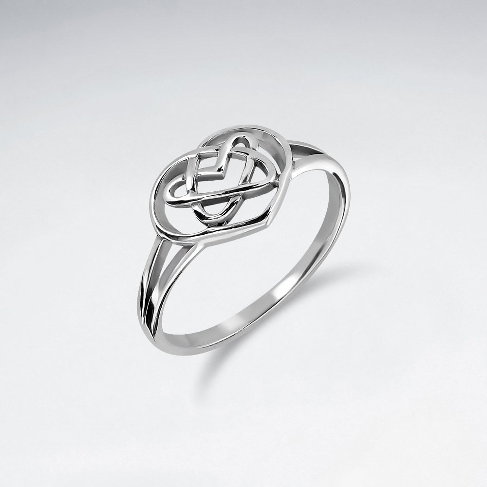 Sterling Silver Celtic Knot Filigree Heart Ring