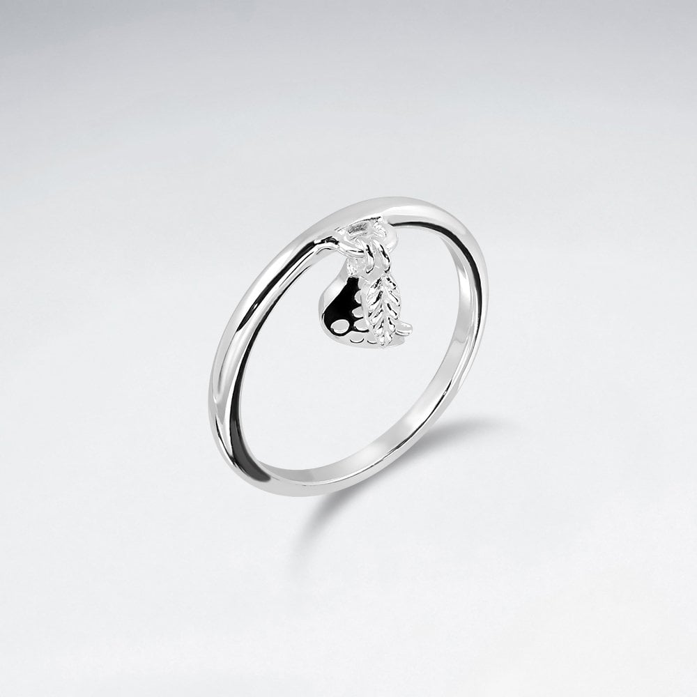 Sterling Silver Ring with Dangle Bird Charm