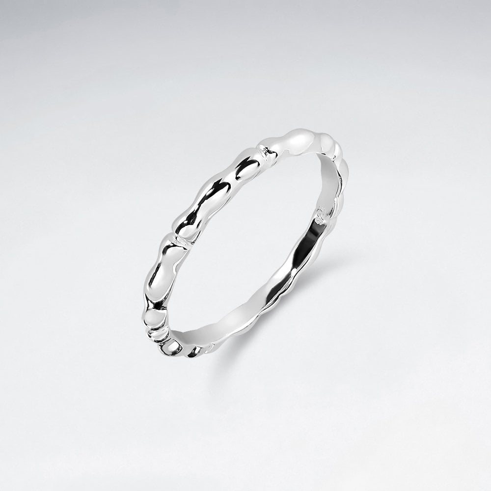 Sterling Silver Minimalist Ripple Bamboo Ring