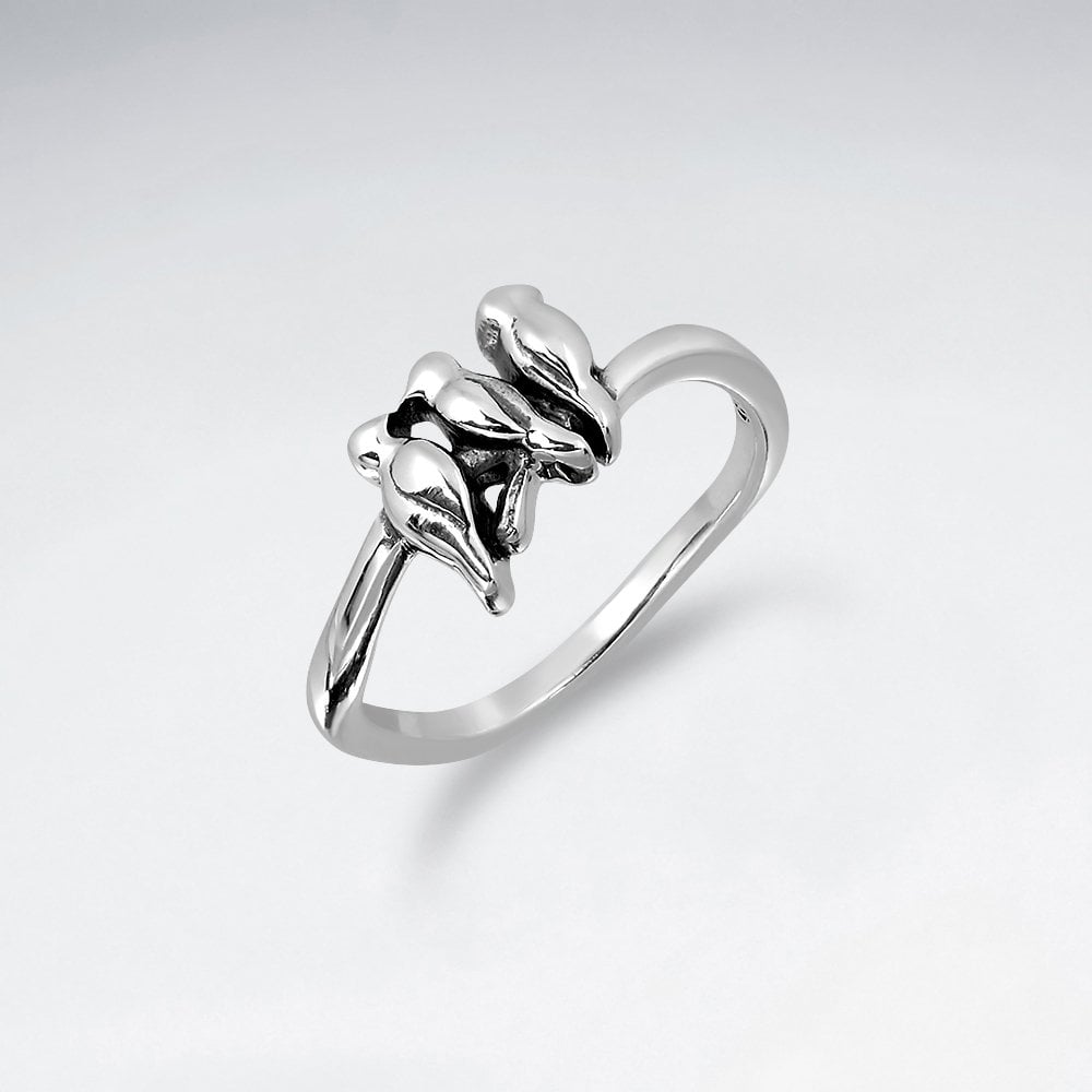 Sterling Silver Bird Trio Ring