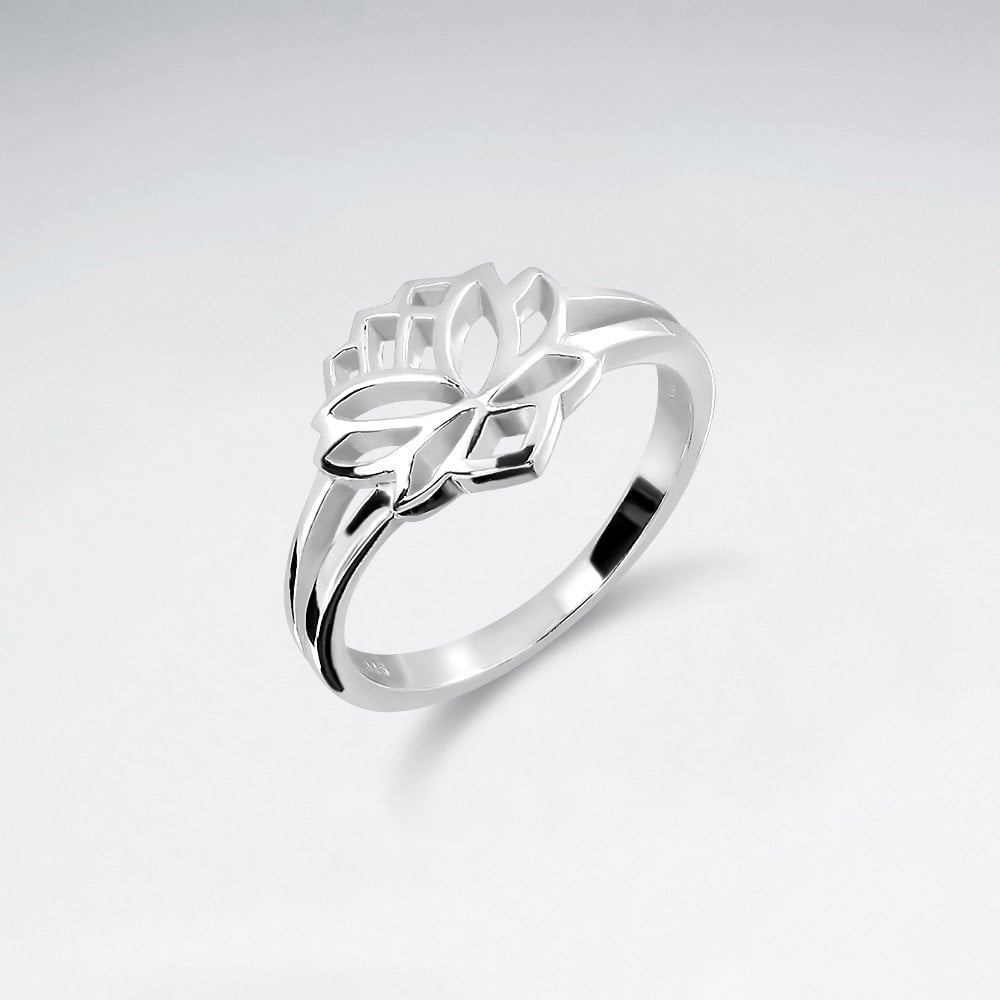 Sterling Silver Open Lotus Flower Ring