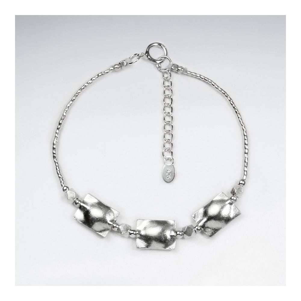 Sterling Silver Chunky Rectangular Bead Bracelet