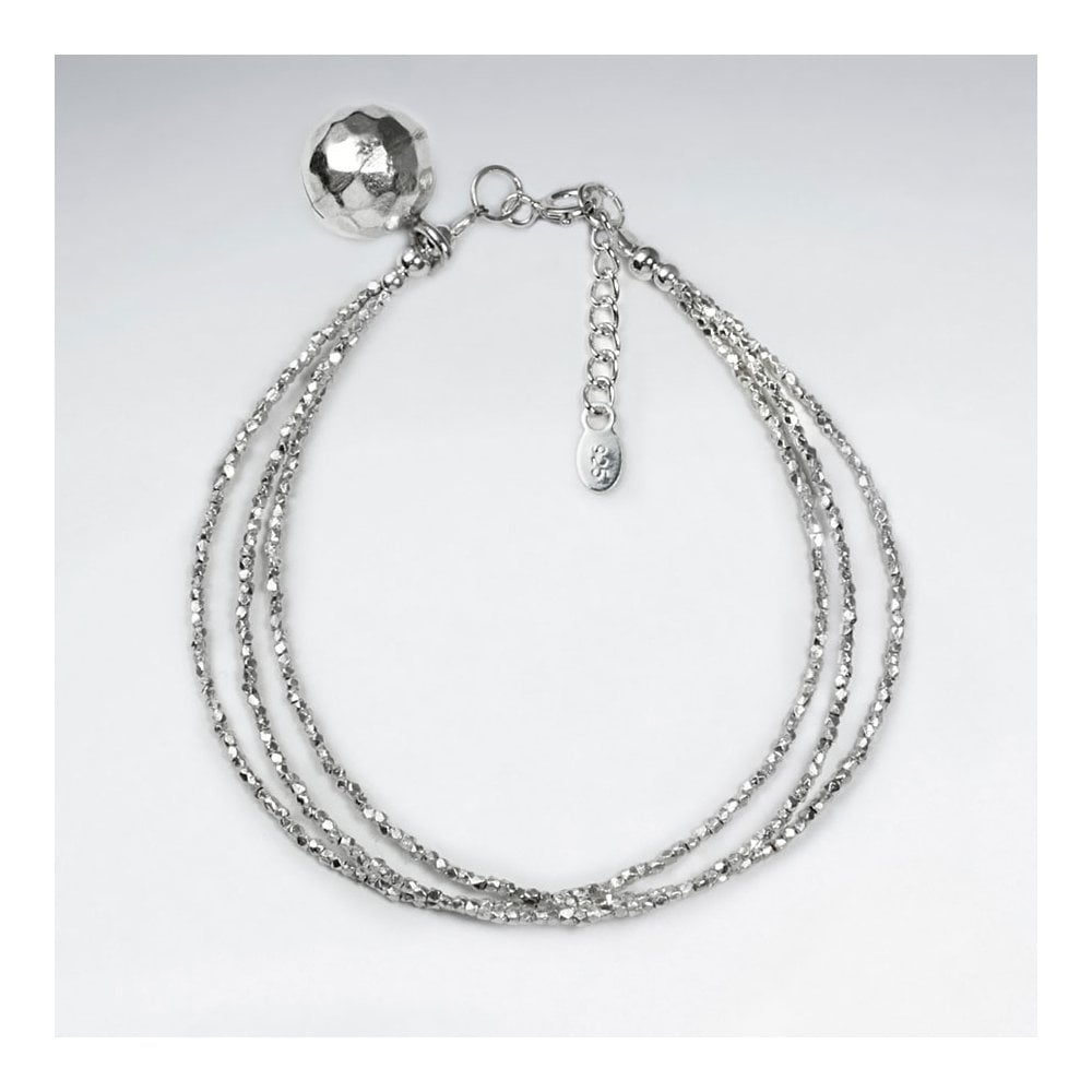 Sterling Silver Hammered Ball Multi-Strand Bracelet