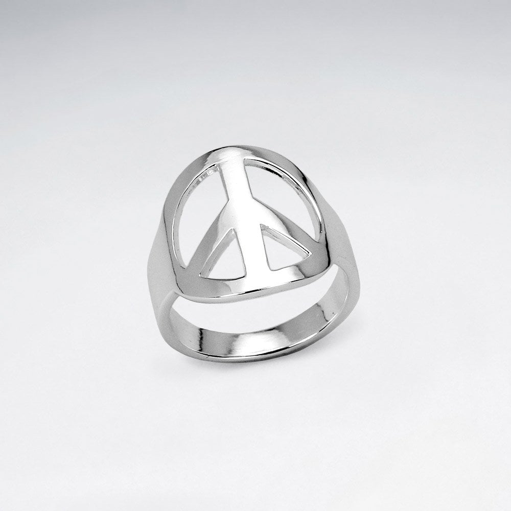 Sterling Silver Openwork Peace Sign Ring