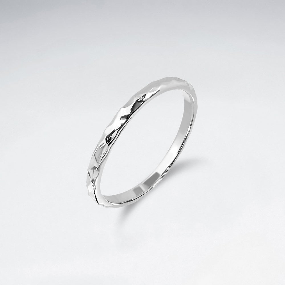 Sterling Silver Minimalist Hammered Ring
