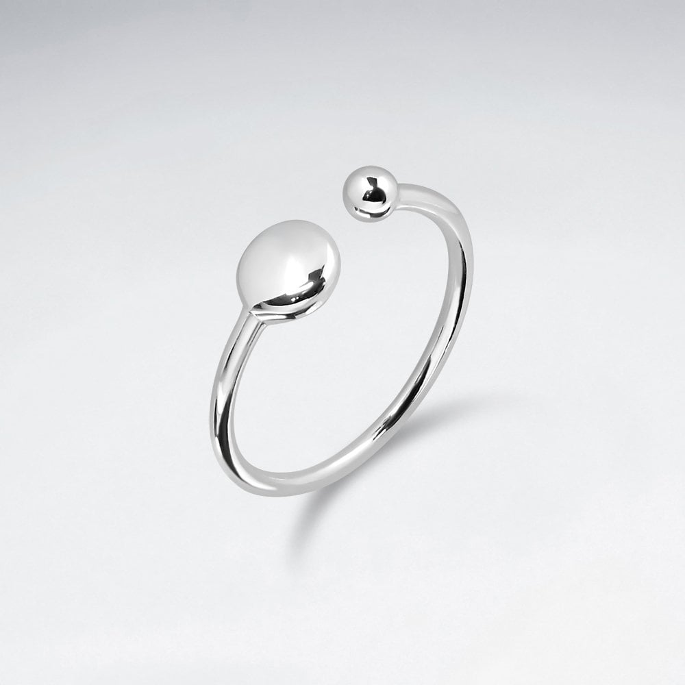 Sterling Silver Ball Open Ring