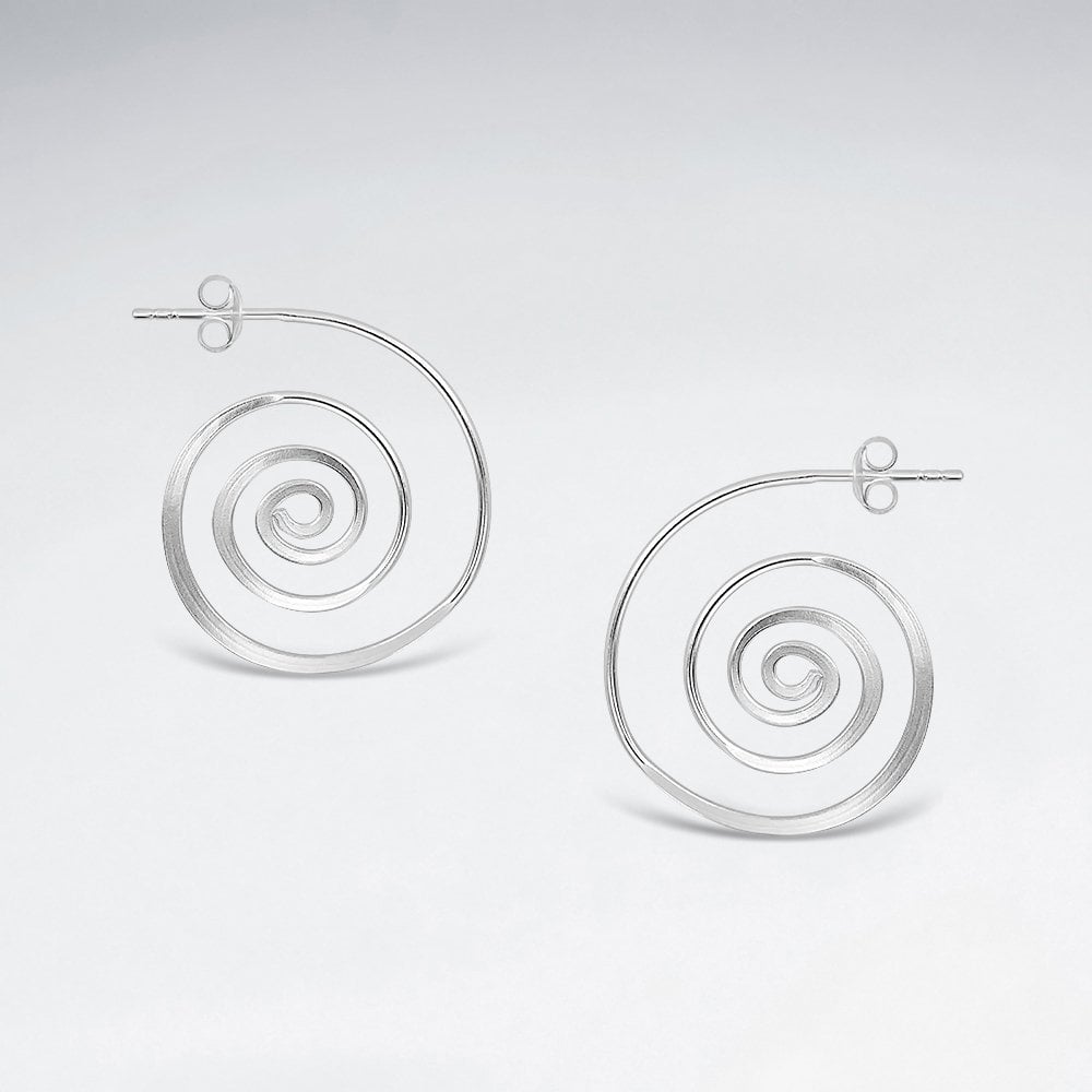 Sterling Silver Swirl Spiral Stud Earrings