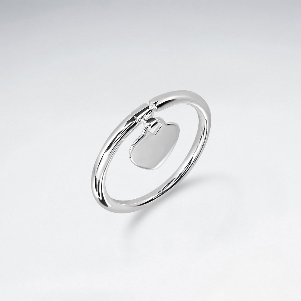 Sterling Silver Dangle Heart Charm Ring