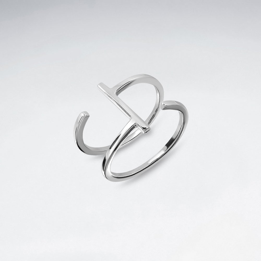 Sterling Silver Open Double Bar Ring