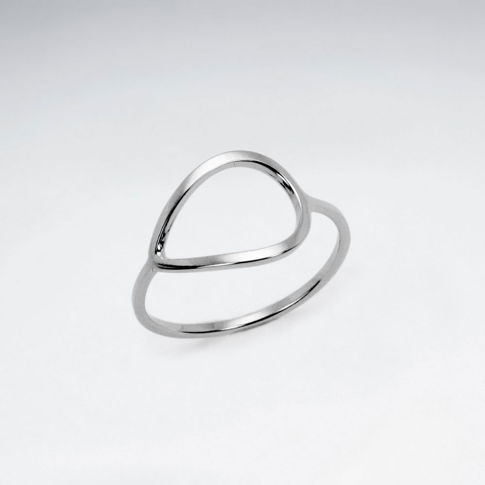 Sterling Silver Openwork Geometric Teardrop Ring