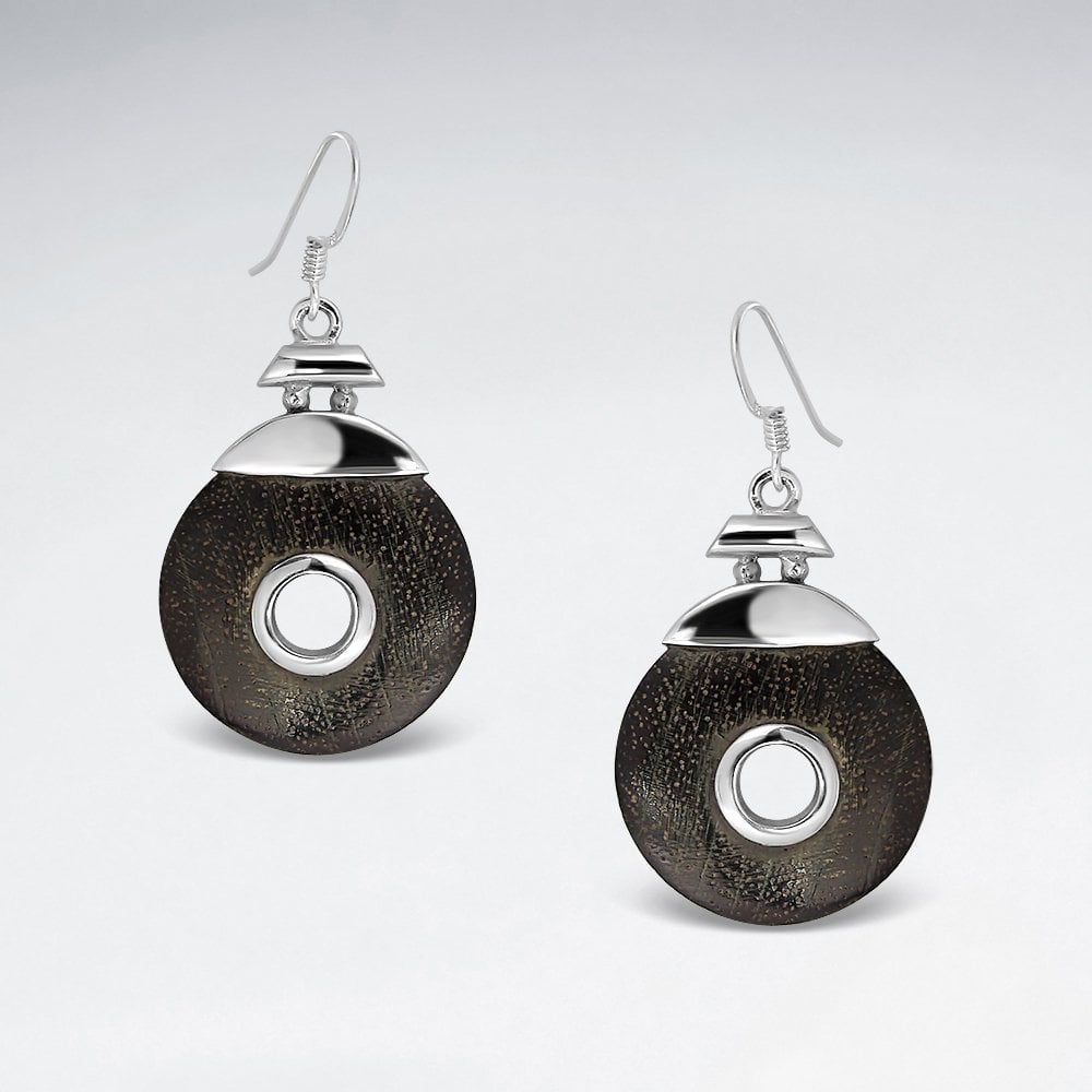 Sterling Silver Wooden Mini Hoop Hook Earrings