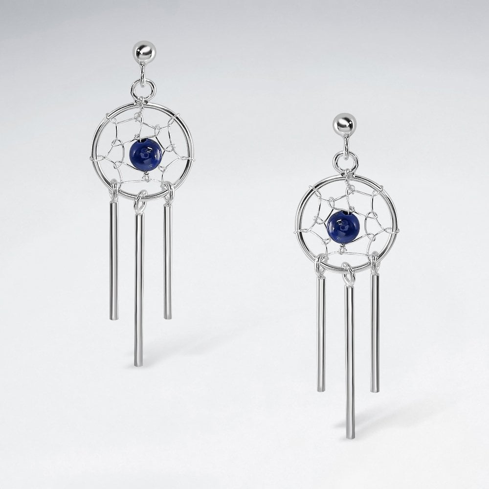Sterling Silver Dream Catcher  Dangle Earrings