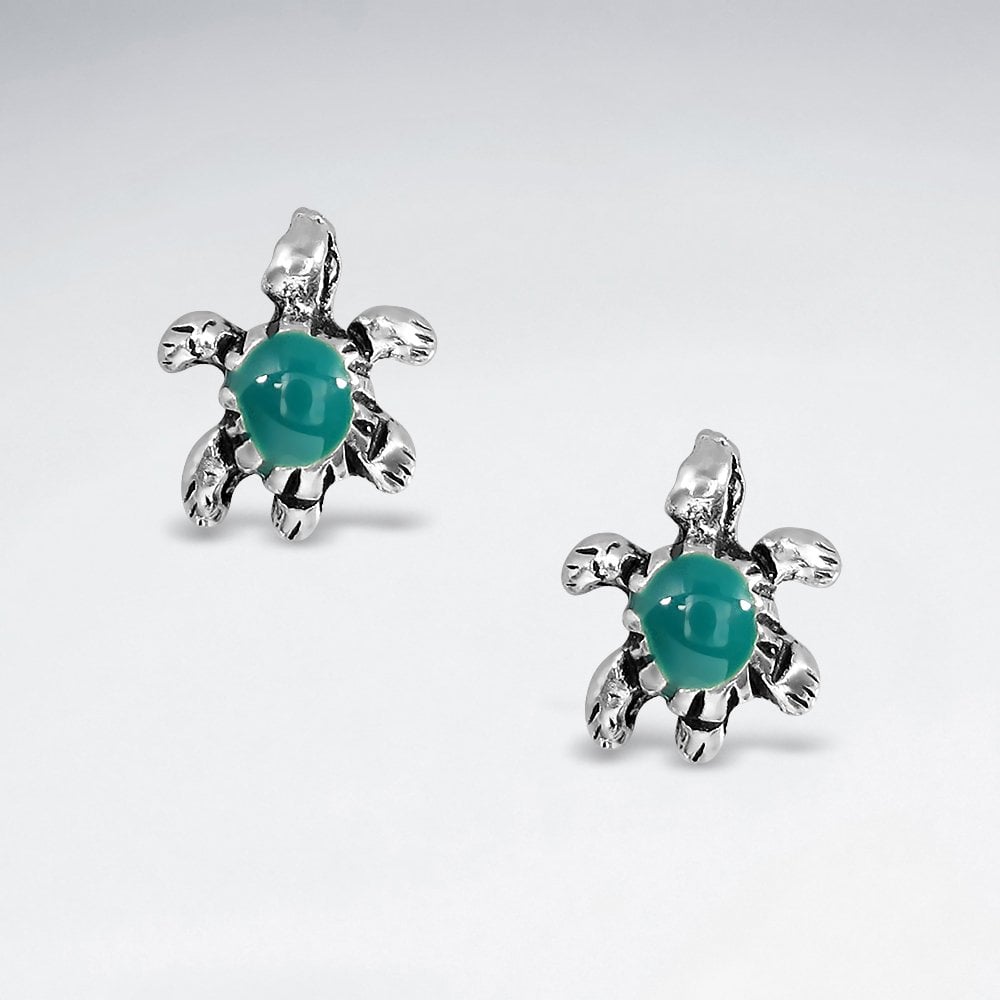 Sterling Silver and Turquoise Turtle Earrings