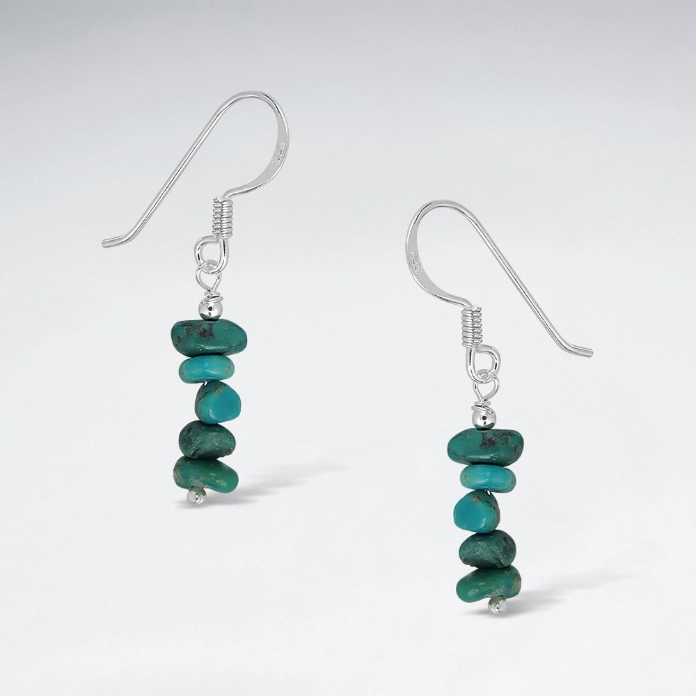Sterling Silver Turquoise Dangle Hook Earrings