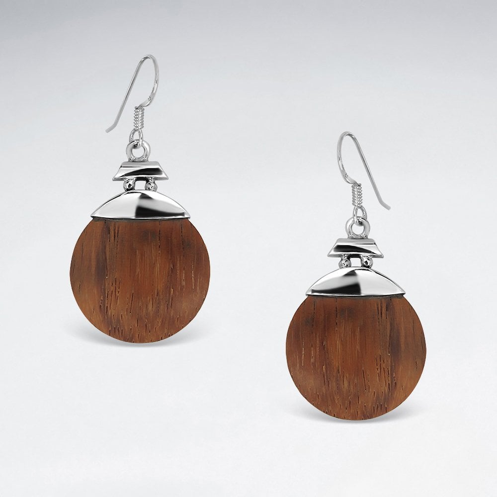 Sterling Silver Wooden Ball Hook Earrings