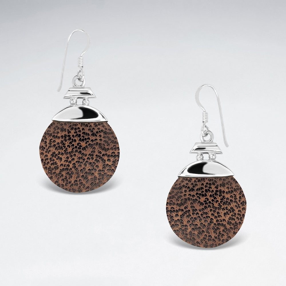 Sterling Silver Wooden Ball Hook Earrings