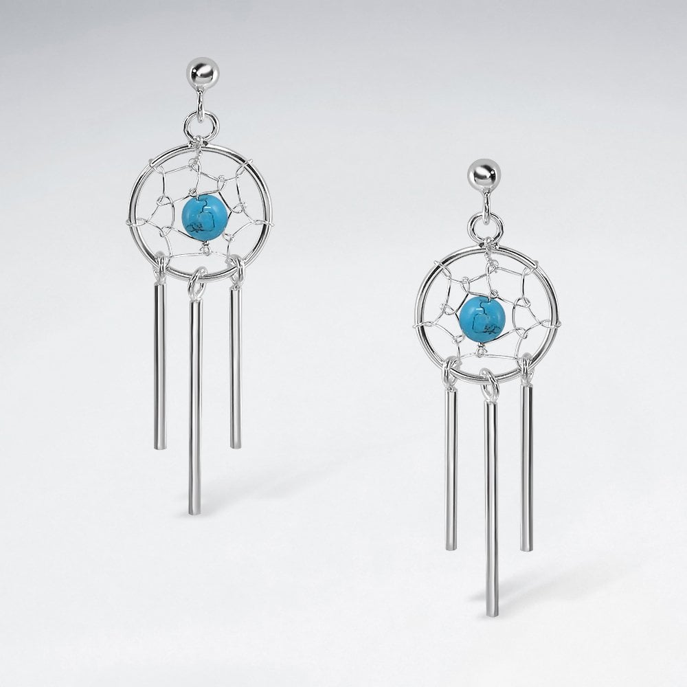 Sterling Silver Dream Catcher  Dangle Earrings