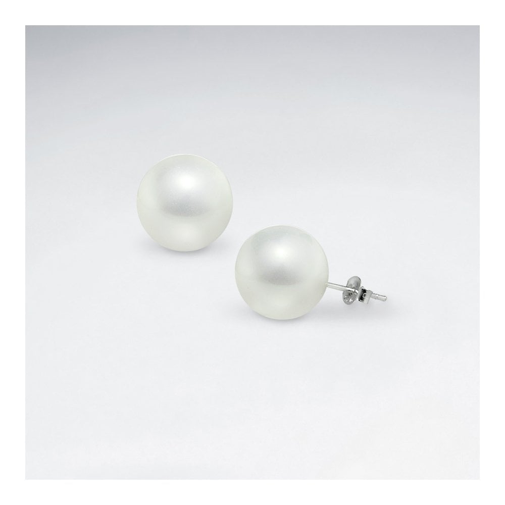 Sterling Silver Synthetic Pearl Stud Earrings