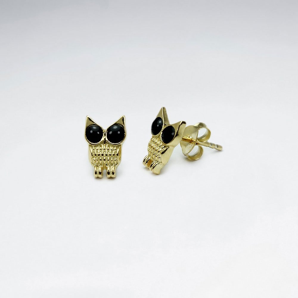 Sterling Silver and Gemstone Owl Earrings