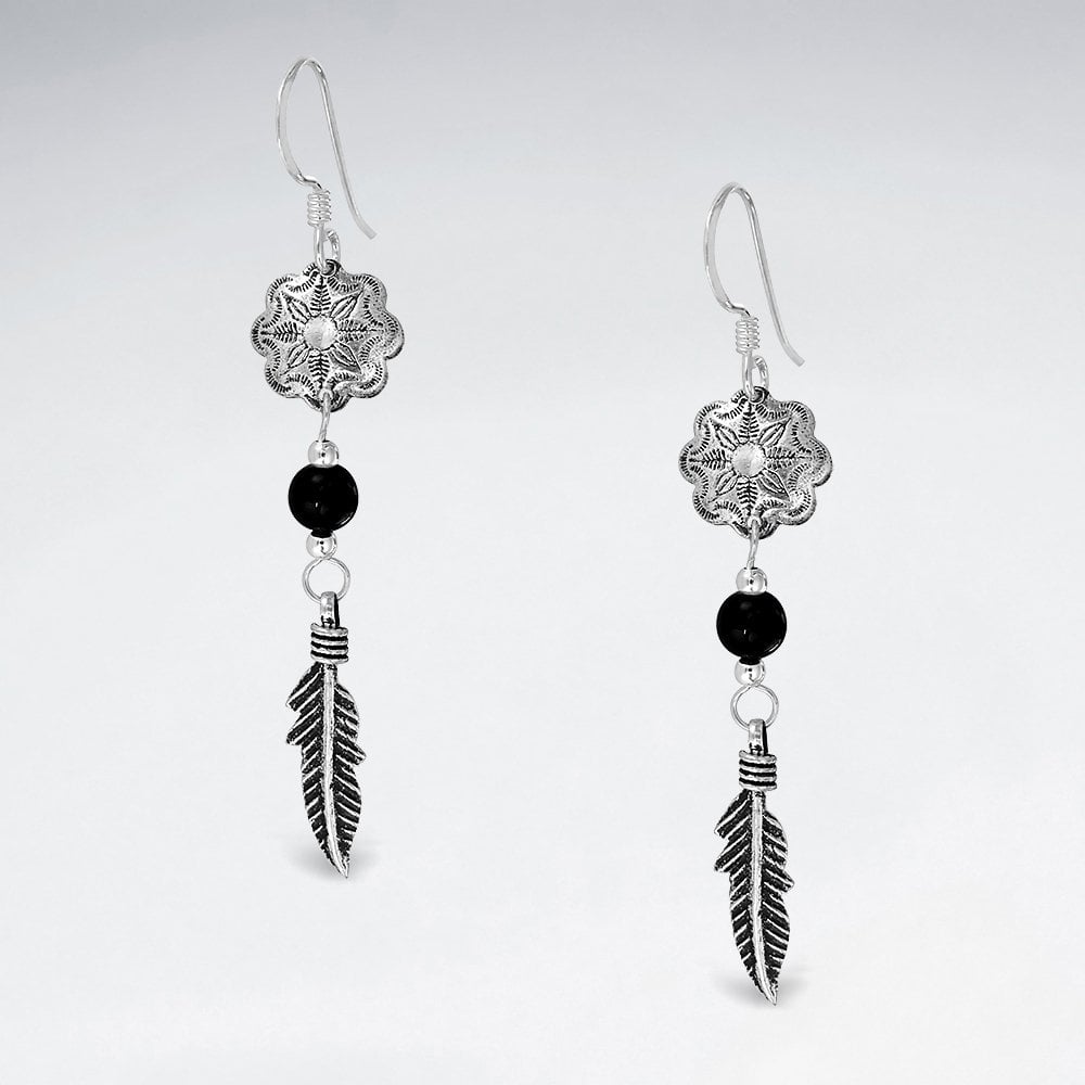Sterling Silver Gemstone Feather Earrings