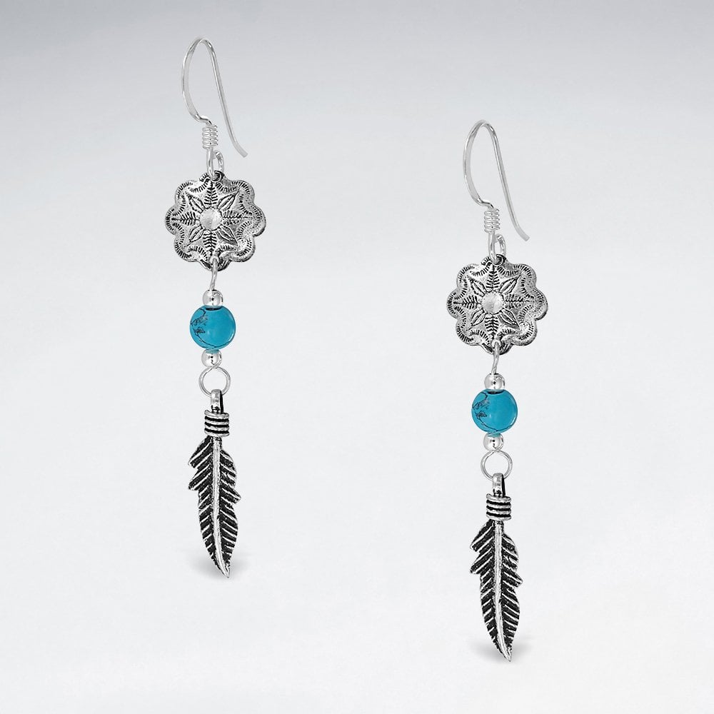 Sterling Silver Gemstone Feather Earrings