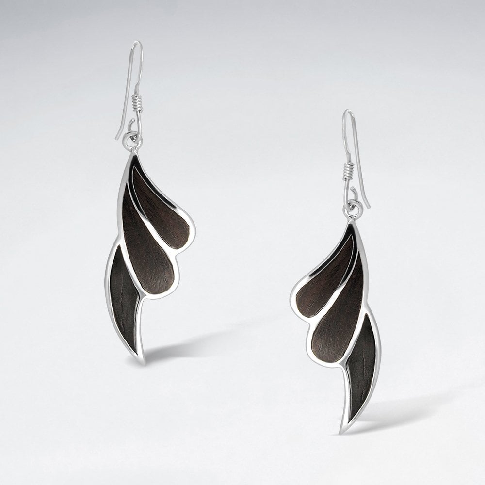 Sterling Silver Freeform Wooden Hook Earrings