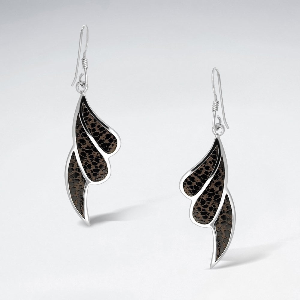 Sterling Silver Freeform Wooden Hook Earrings