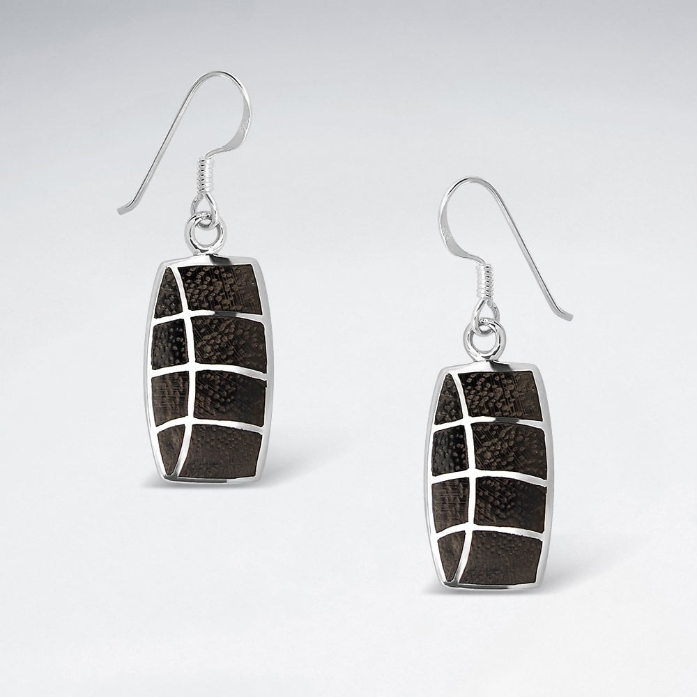 Sterling Silver and Wood Drop Earrings