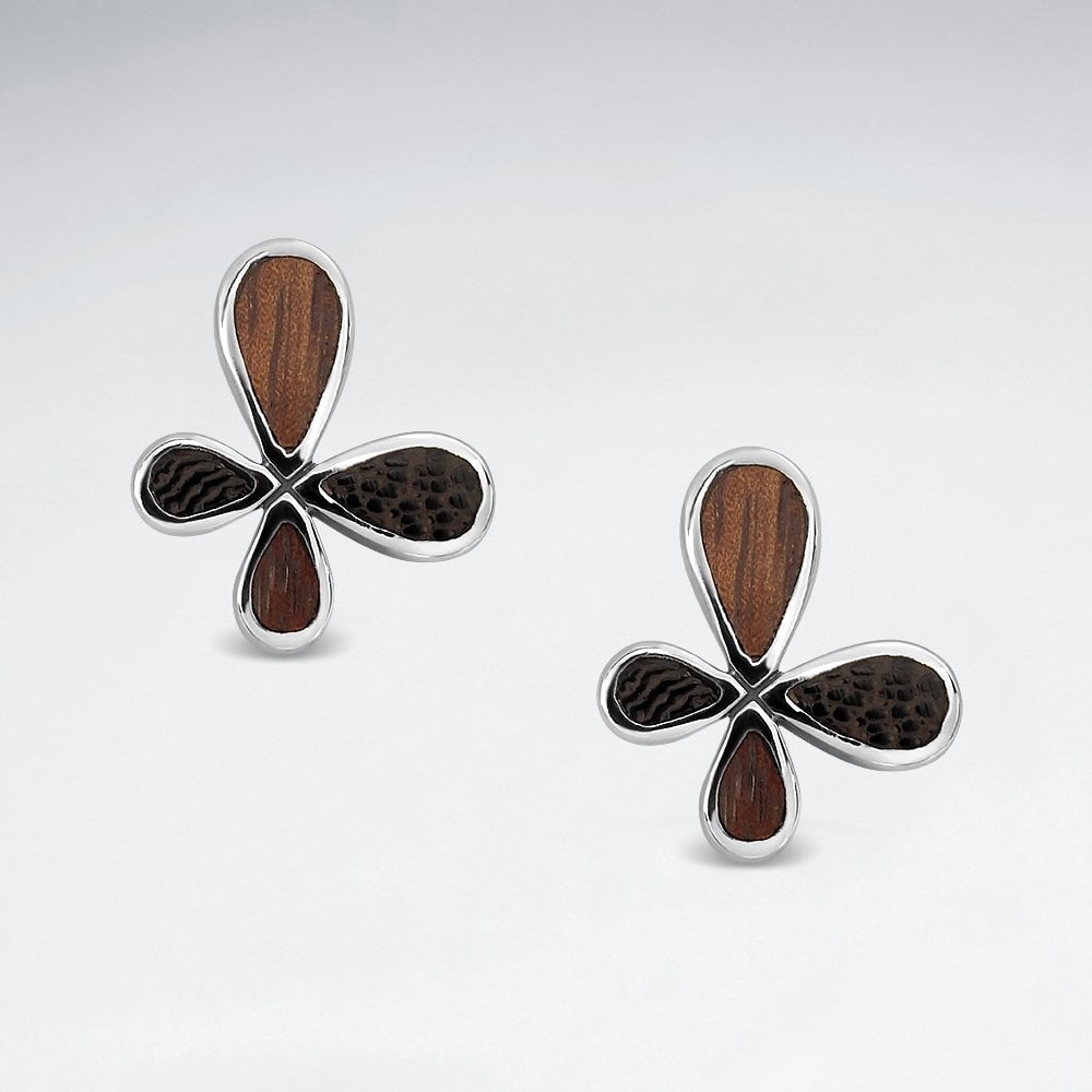 Sterling Silver Wood Splat Earrings