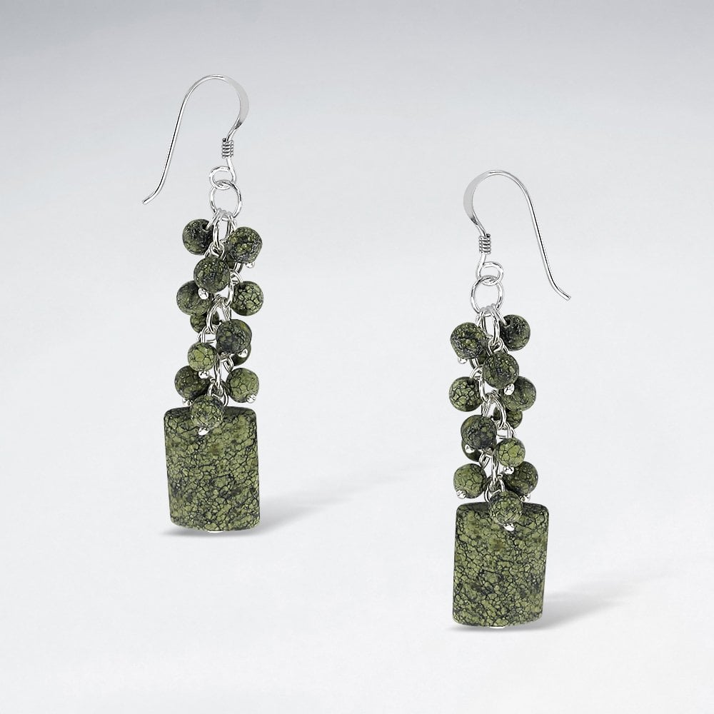 Sterling Silver and Green Jasper Drop Earrings