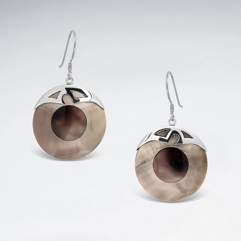 Sterling Silver Circle Shell Earrings