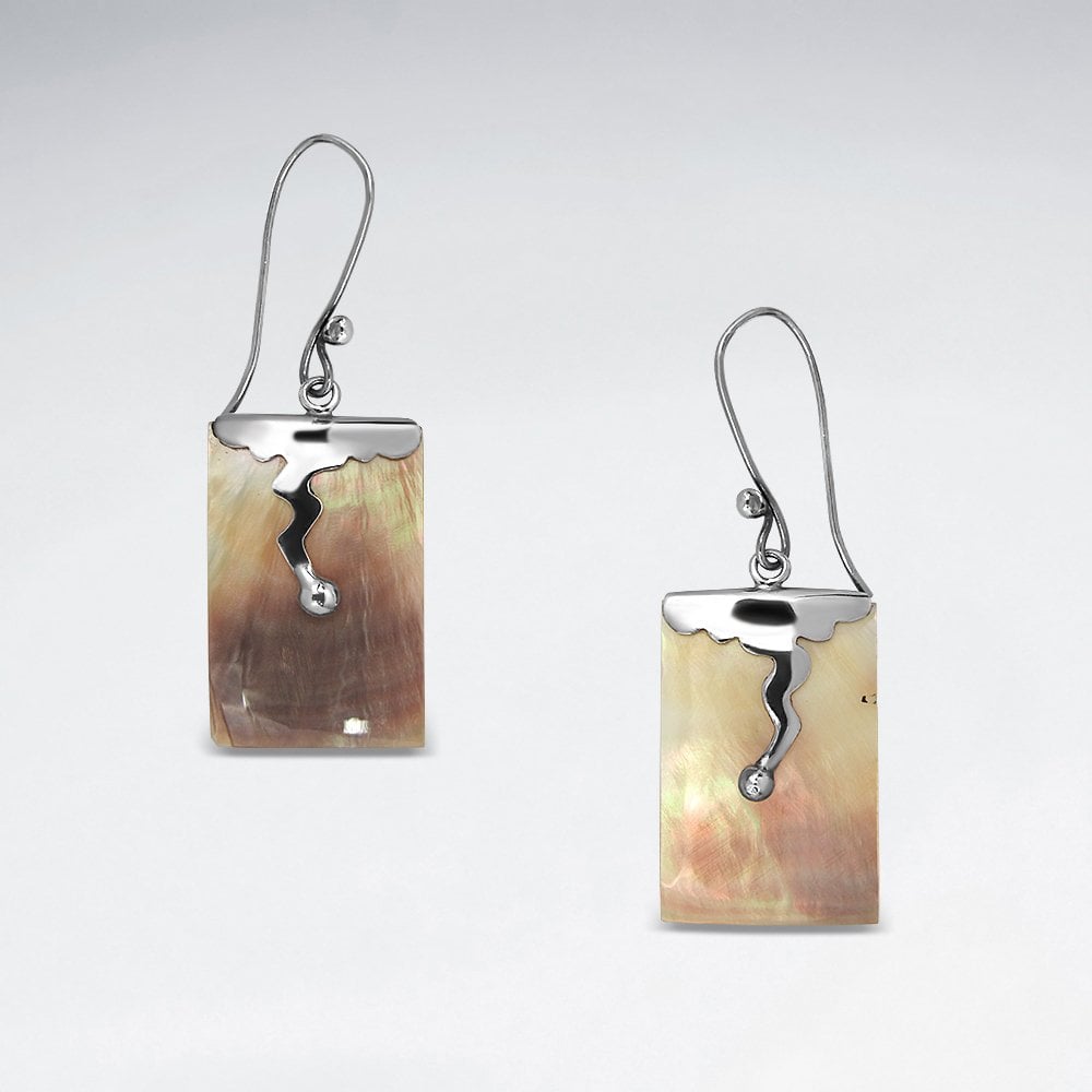 Sterling Silver Rectangle Shell Earrings