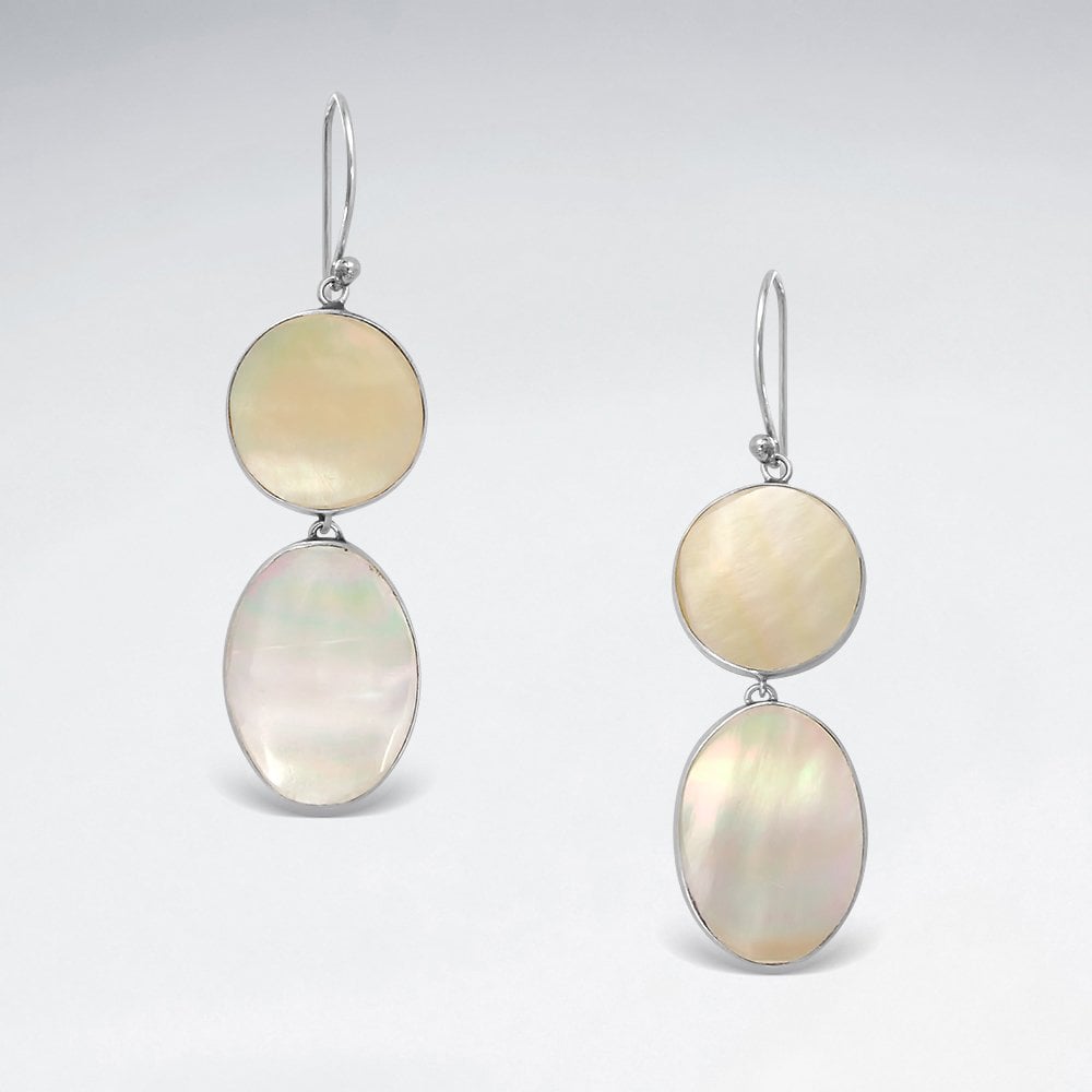 Sterling Silver Double Drop Mother of Pearl Earrings