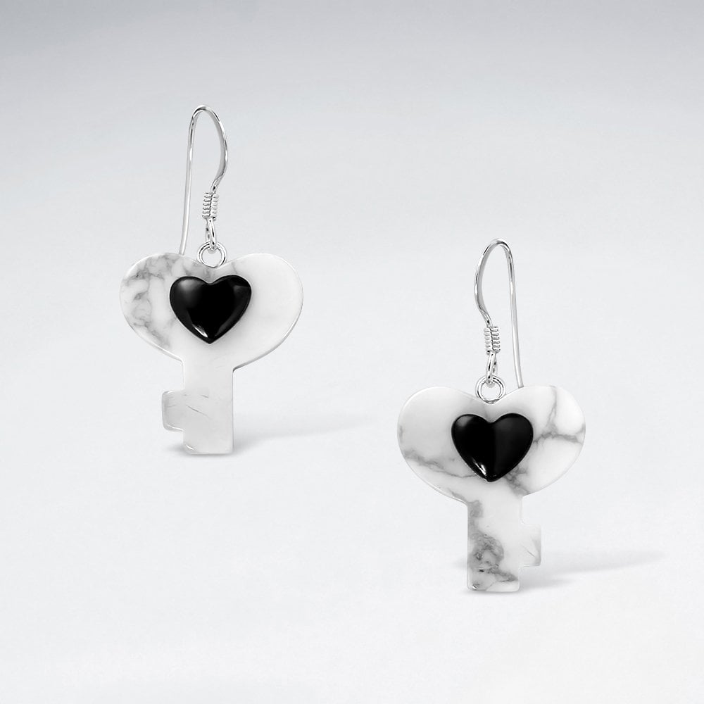 Sterling Silver Key Heart Earrings