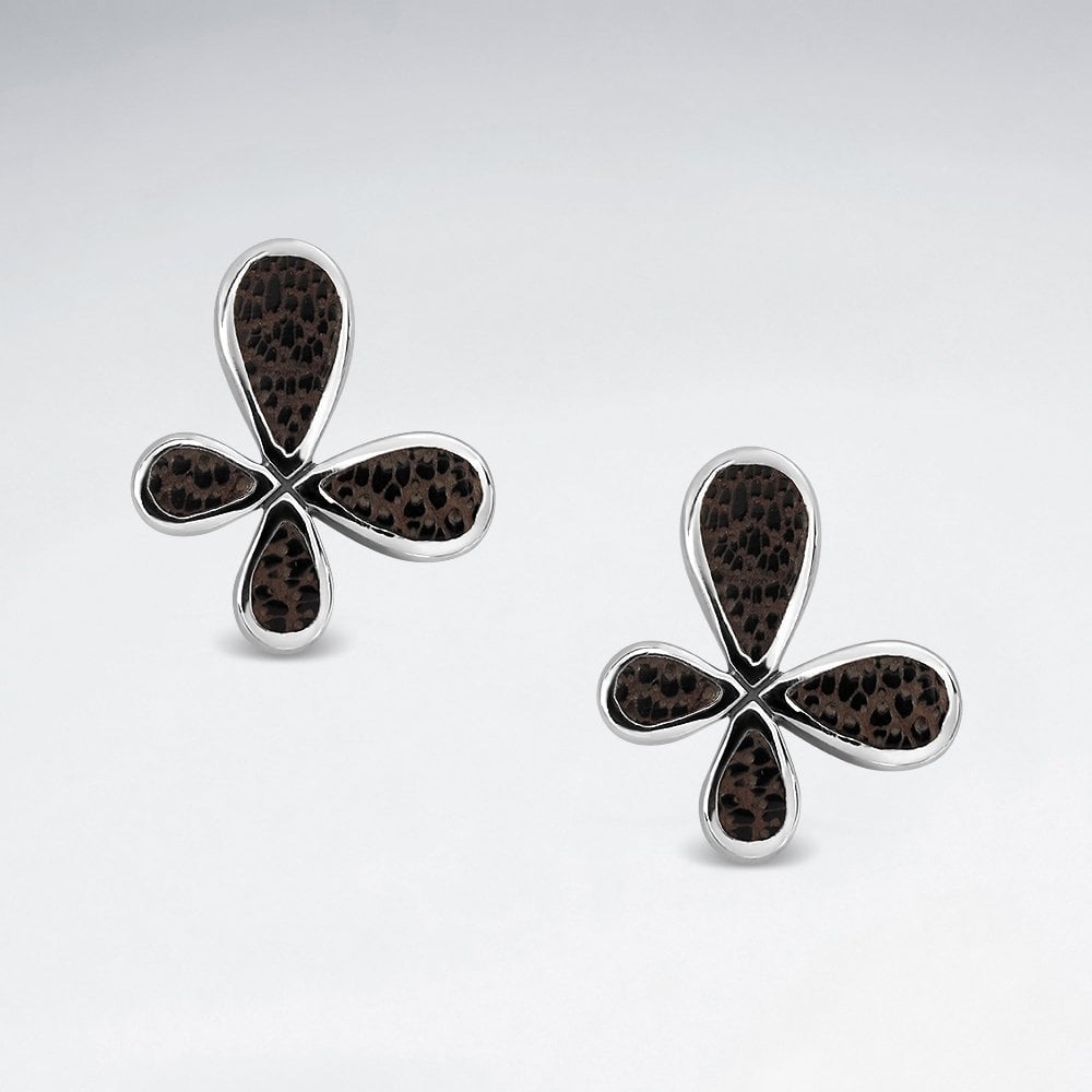 Sterling Silver Wood Splat Earrings
