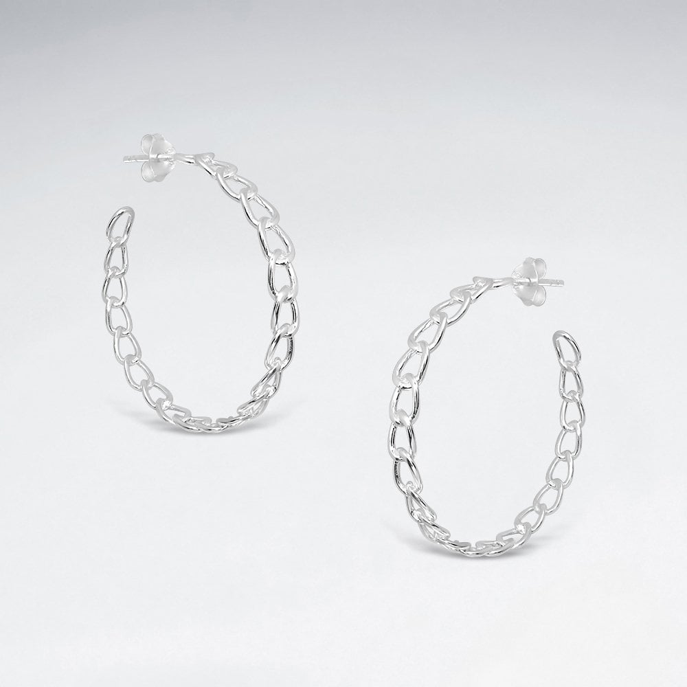 Sterling Silver Chain Link Hoops