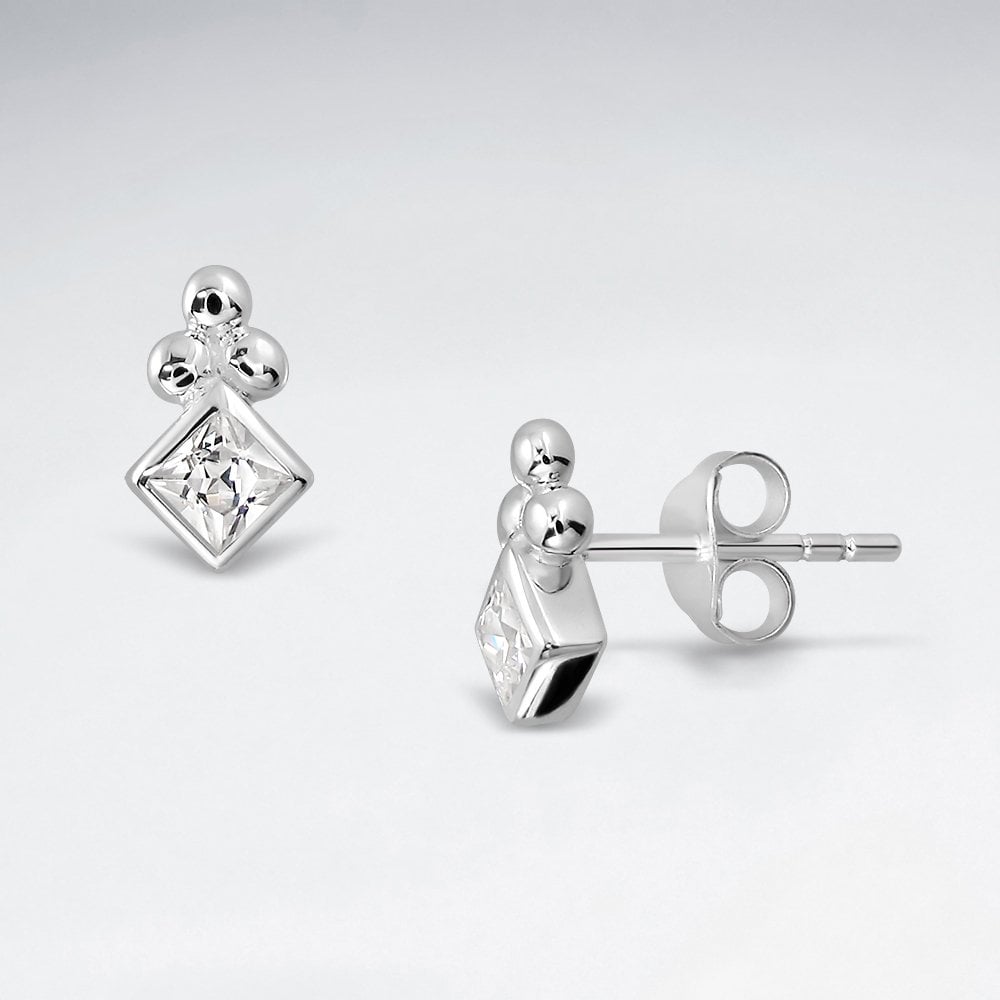 Sterling Silver Marquis CZ Stud Earrings