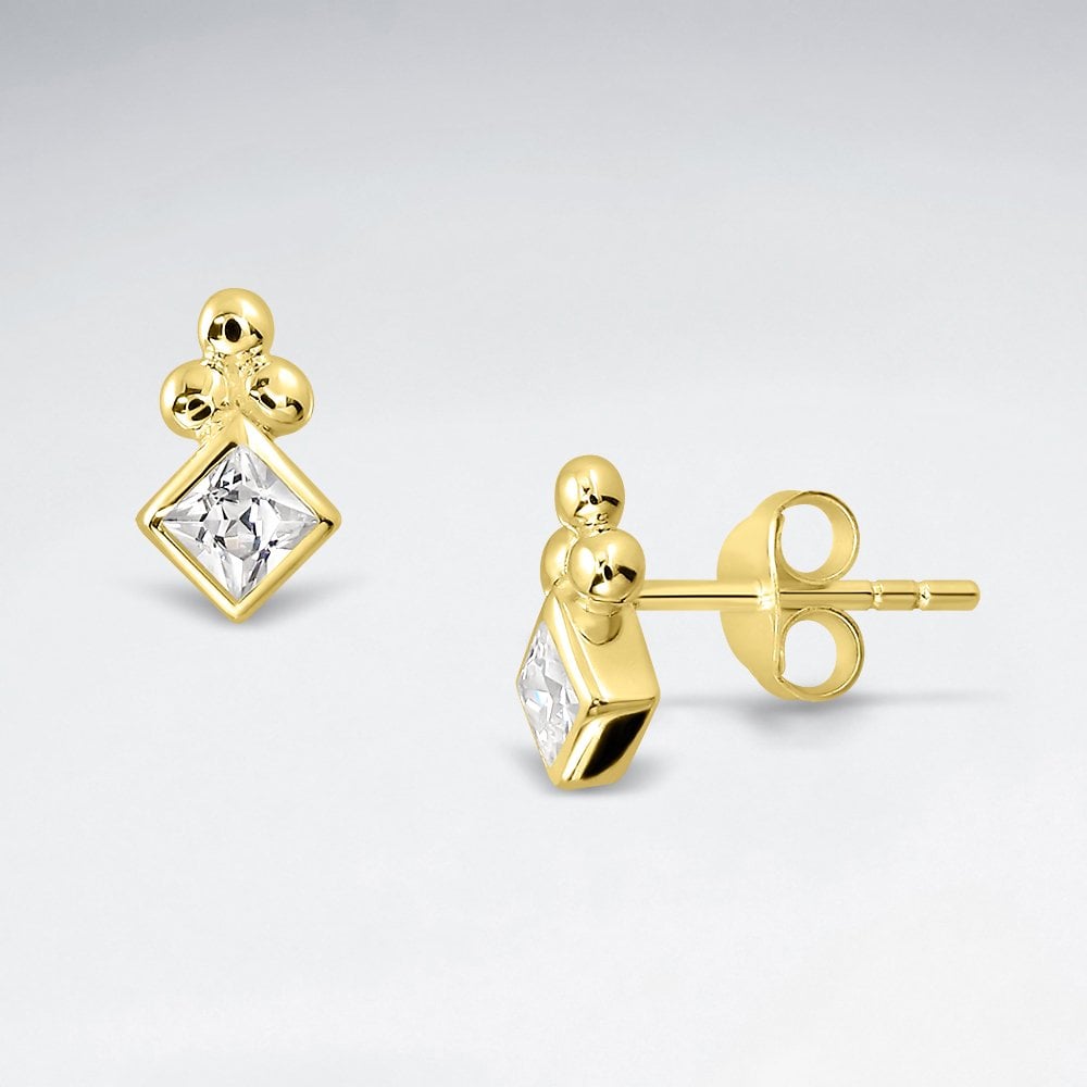 Sterling Silver Marquis CZ Stud Earrings