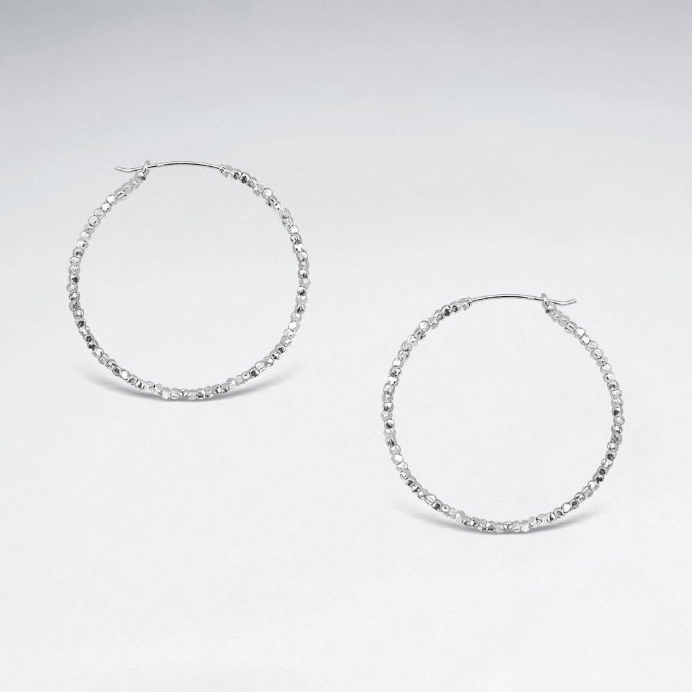 Sterling Silver Textured Hoop Earrings