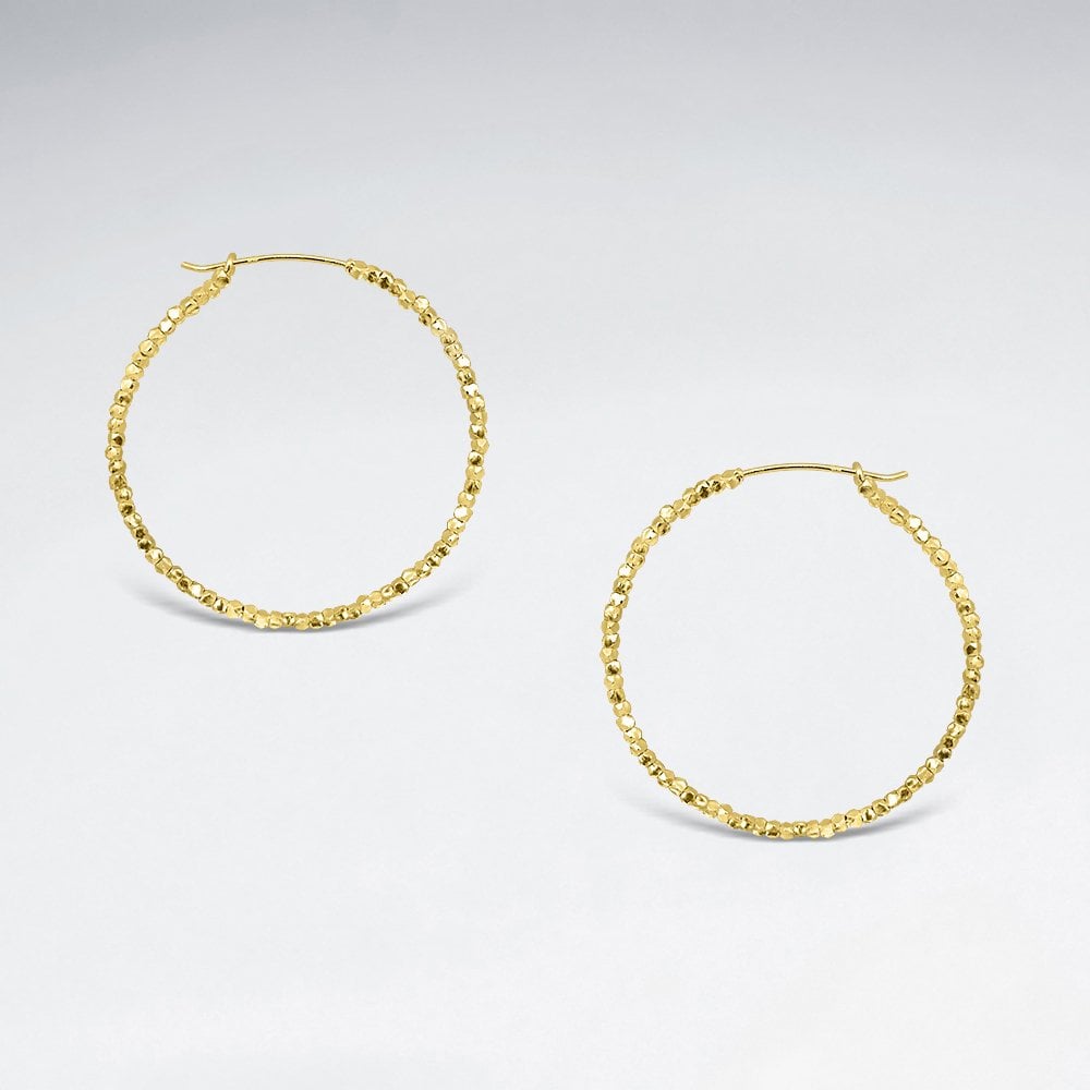 Sterling Silver Textured Hoop Earrings