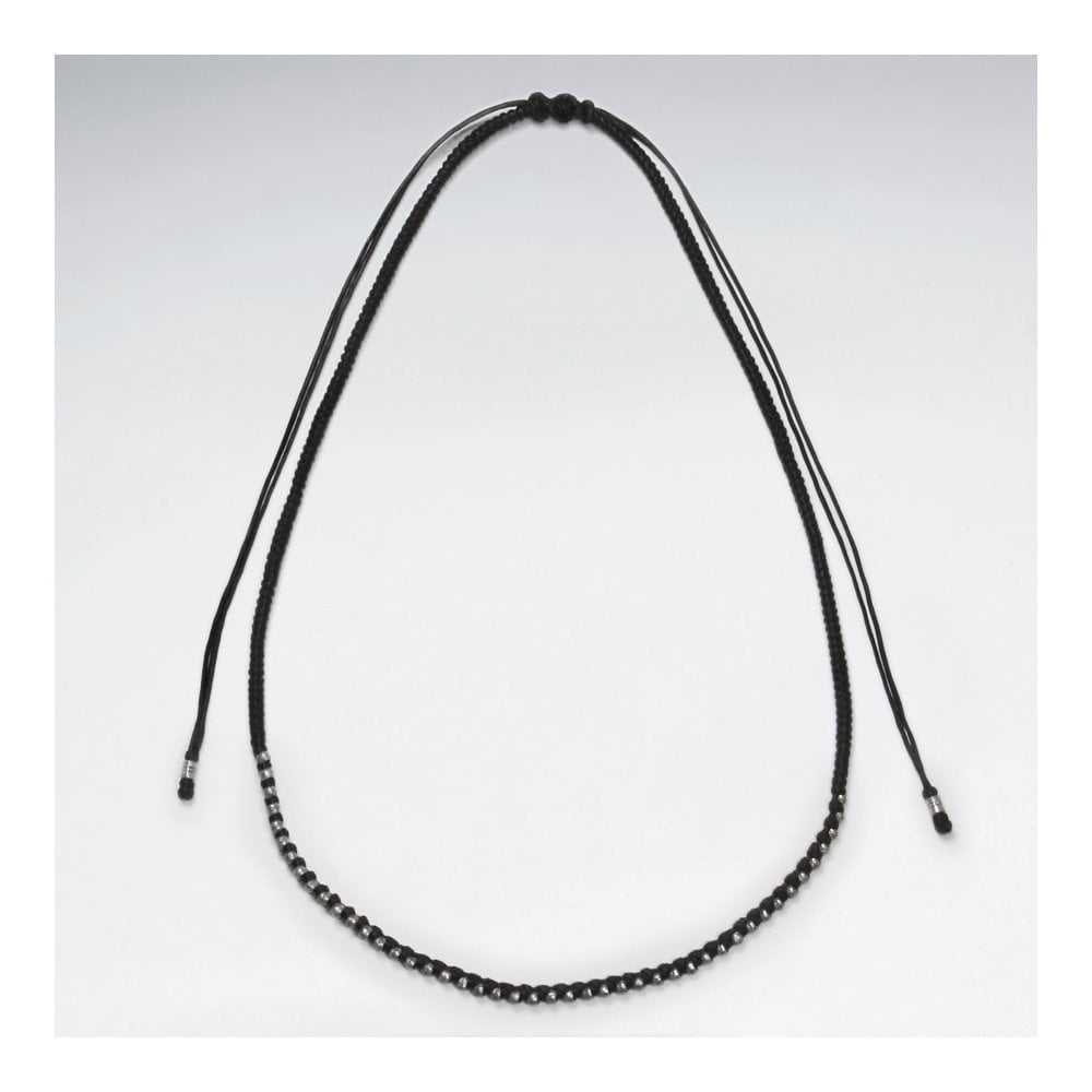 Minimalistic Waxed Cotton and Sterling Silver Necklace