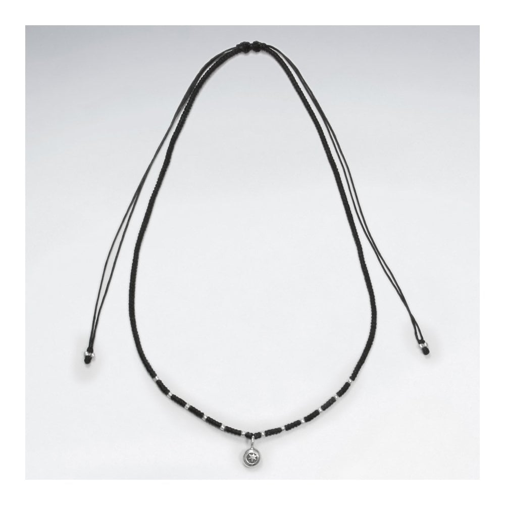 Sterling Silver and Nylon Bead Charm Necklace