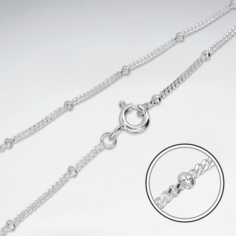 Sterling Silver Bead Link Chain Necklace