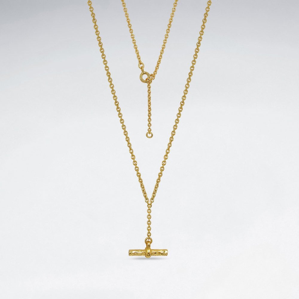 Sterling Silver T Bar Charm Necklace