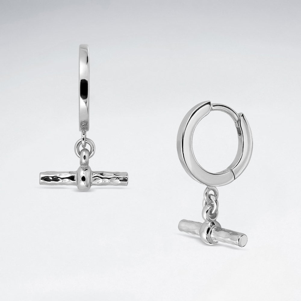Sterling Silver T Bar Dangle Earrings