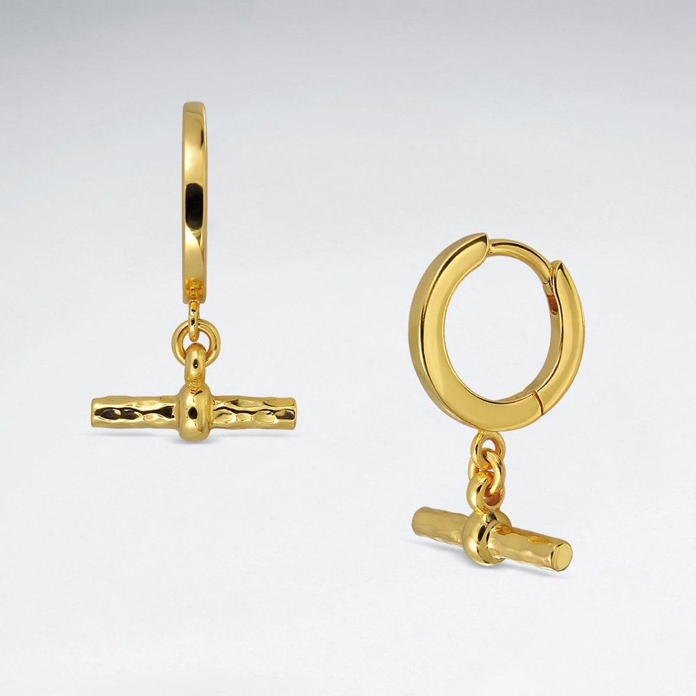 Sterling Silver T Bar Dangle Earrings